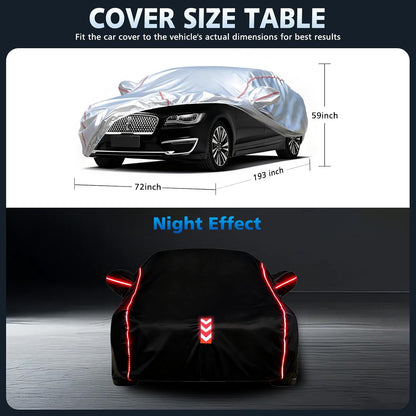 Car Cover for Sedan, Waterproof All Weather Heavy Duty, 360° Underbody Wrap Windproof Design, Quick Install Outdoor Vehicle Cover, Fits 186-193 in