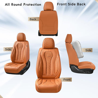 Coverado Seat Covers, Car Seat Covers Full Set, Black Car Seat Cover, Car Seat Covers Front Seats Back Seat Cover, Waterproof Car Seat Cushion, Leather Seat Covers Seat Protector Fit for Most Cars