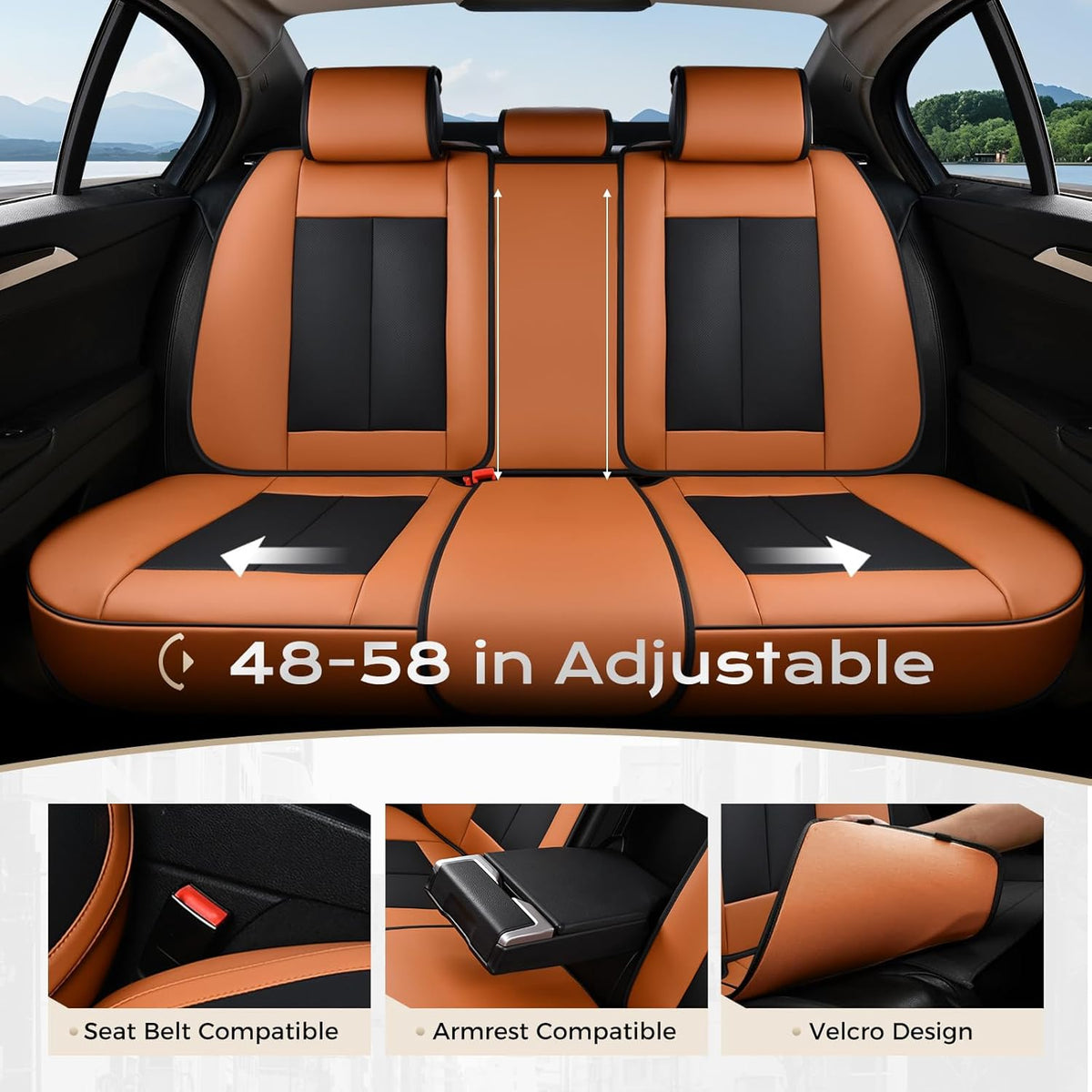 Coverado Seat Covers Full Set, Black Seat Covers for Cars 5 Seats, Car Seat Protector, Waterproof Nappa Leather Car Seat Cushion, Front and Rear Car Seat Cover Fit for Most Sedans SUV Pick-up Truck - Colors B