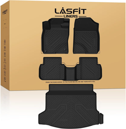 LASFIT Full Set Floor Mats for Honda CR-V 2026 2025 2024 2023 (Gasoline & Hybrid & e:FCEV), All Weather TPE Custom Fit Floor Liners 1st & 2nd Row & Seat Back Mat & Cargo Mat (Upper Position)