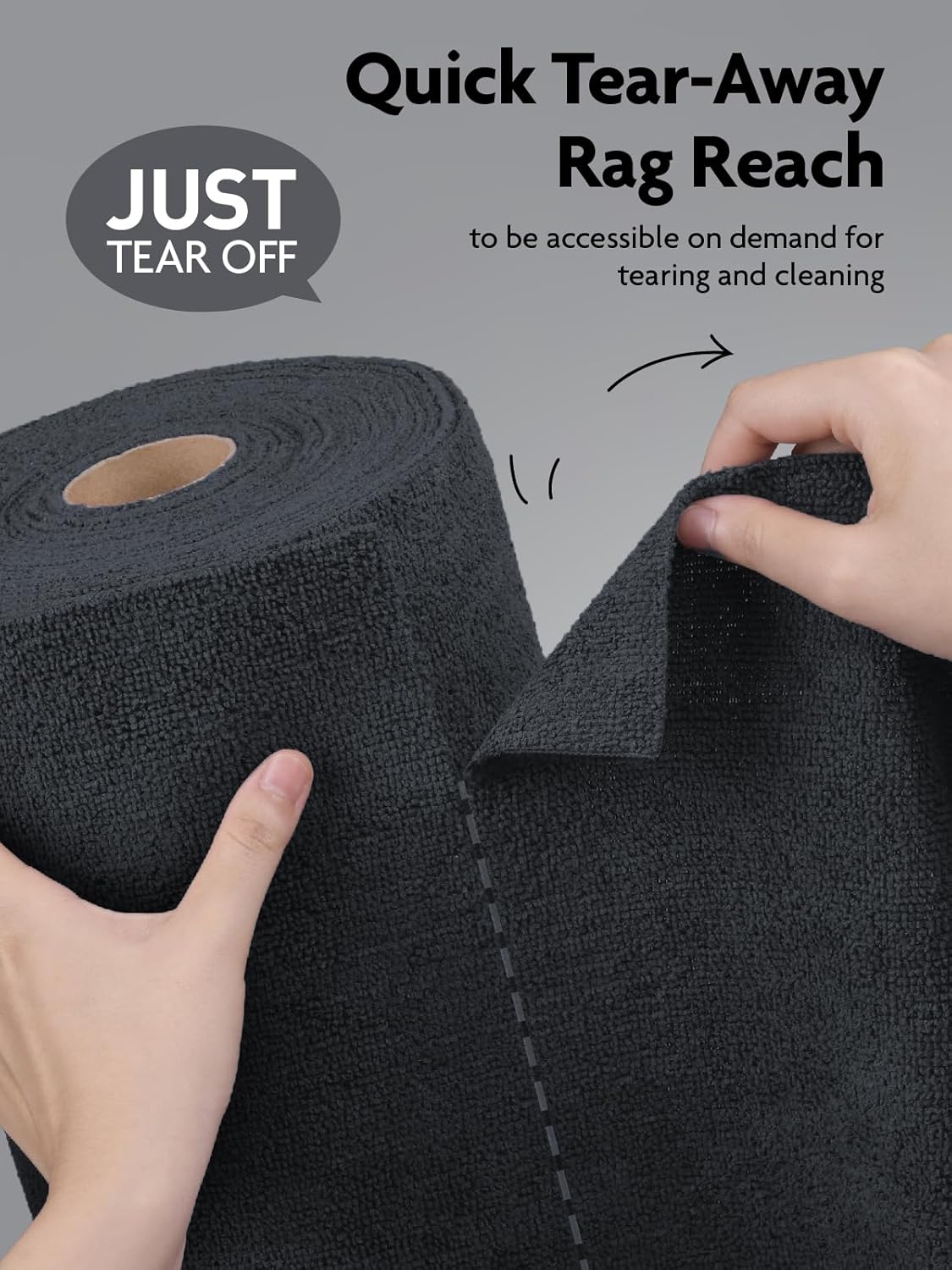 Fantasticlean Microfiber Cleaning Cloth Roll -75 Pack, Tear Away Microfiber Towels, 12" x 12", Reusable, Washable, Scratch Free, Ultra Absorbent for All-Around Cleaning Supplies (DimGray)