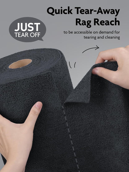 Fantasticlean Microfiber Cleaning Cloth Roll -75 Pack, Tear Away Microfiber Towels, 12" x 12", Reusable, Washable, Scratch Free, Ultra Absorbent for All-Around Cleaning Supplies (DimGray)