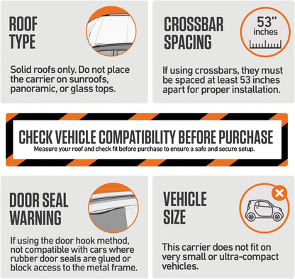 VENTURE 4TH Car Rooftop Cargo Carrier – 21 Cubic Feet Soft-Shell Waterproof Roof Bag with 10 Heavy-Duty Compression & Tie-Down Straps, Anti-Slip Mat & Door Hooks – Fits Cars with or Without Roof Rack