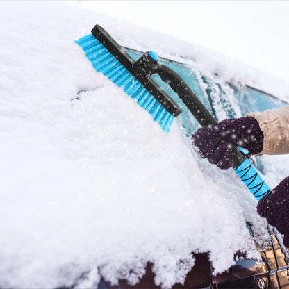 43" Ice Scraper for Car Windshield, Snow Brush with Squeegee, 3 in 1 Snow Removal for Cars with Foam Grip and 180° Pivoting Brush Head for Auto Truck SUV