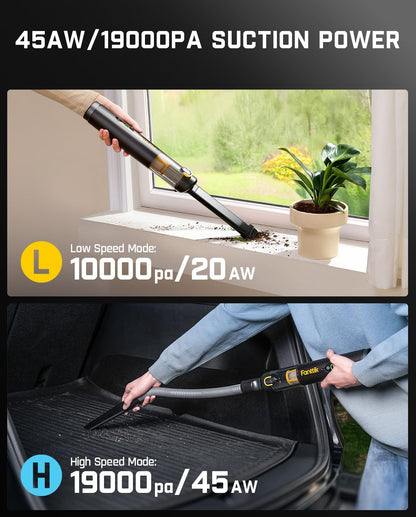Fanttik Slim V10 APEX Cordless Car Vacuum, 4-in-1 Portable Mini Handheld Vac, 19kPa Suction Power, Upgraded Smart Digital Display, 2 Suction Modes for Small Jobs, Car, Office Desk, Keyboards (Black)