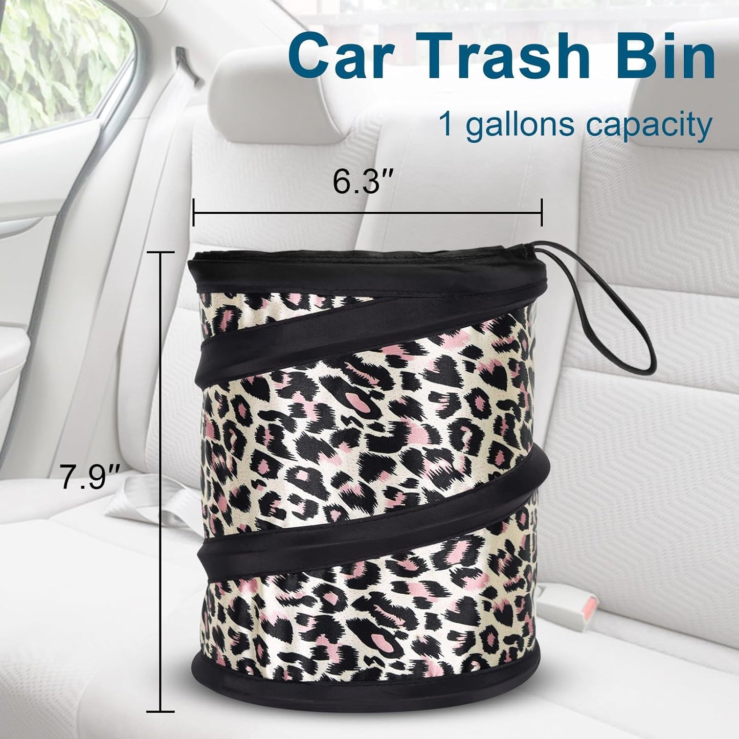 Car Trash Can, 2 Packs Mini Collapsible Pop-up Car Garbage Can, Waterproof Hanging Car Trash Bag with Velcro, Car Trash Bin, Black