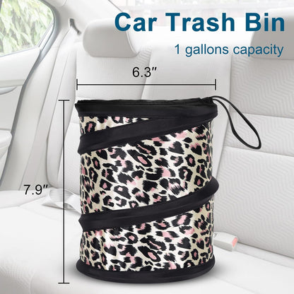 Car Trash Can, 2 Packs Mini Collapsible Pop-up Car Garbage Can, Waterproof Hanging Car Trash Bag with Velcro, Car Trash Bin, Black