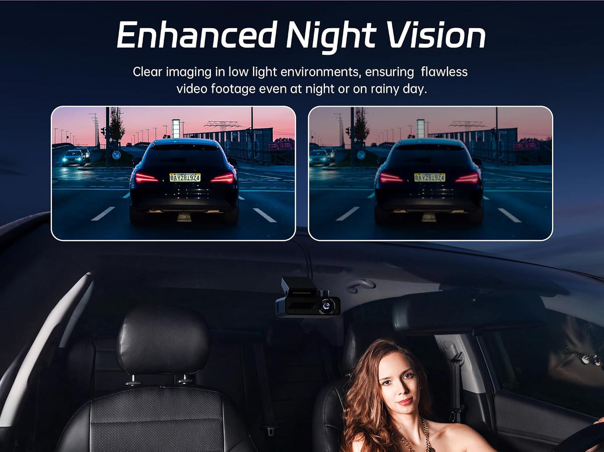 Pelsee P1 Duo 4K Dash Cam Front and Rear, 64GB SD Card, 4K+1080P Dual Dash Camera for Cars, Wi-Fi & App Control, 1.5’’IPS Display Car Camera, Voice Control, Night Vision, 24H Parking Mode, G-Sensor
