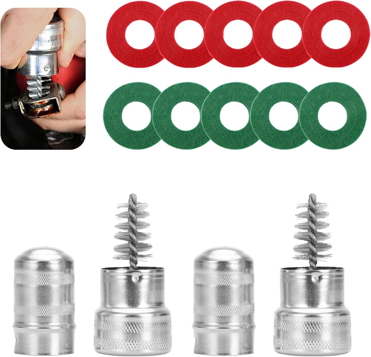 12 in 1 Battery Terminal Cleaner Kit - Must Have Tool Best for Extend Car Marine Battery Life with 10PCS Fiber Washers Protector and 2PCS Cleaning Brush