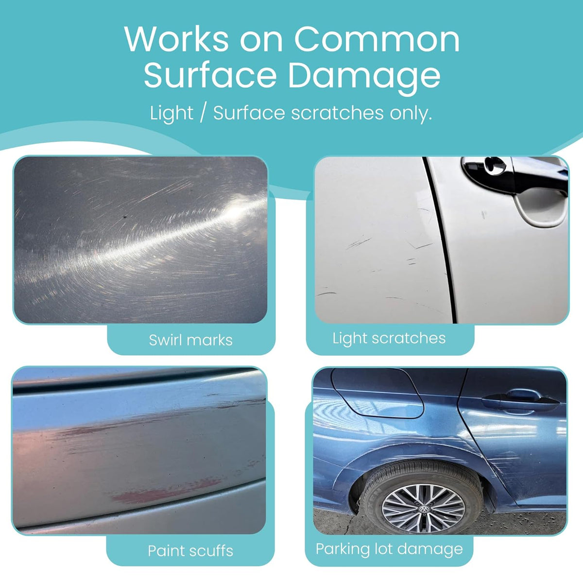 Car Scratch Remover Kit for Vehicles. Perfect for Car Clear Coat Repair, Wax Removal & Erase Scratches. Includes Buffing Pad, Filling/Polish Rubbing Compound, & Polishing Cloth