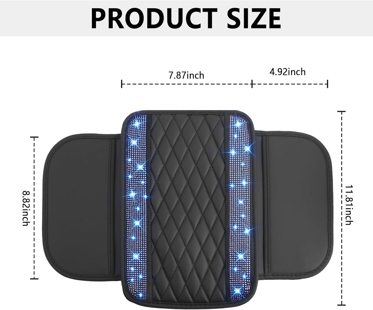 Stacool Upgraded Car Center Console Cover,Microfiber Leather Car Armrest Cover Cushion with 2 Storage Bags,Universal Car Armrest Storage Box (Black)