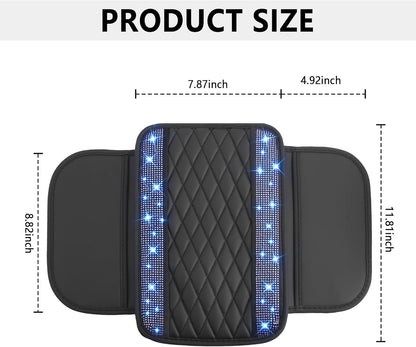 Stacool Upgraded Car Center Console Cover,Microfiber Leather Car Armrest Cover Cushion with 2 Storage Bags,Universal Car Armrest Storage Box (Black)