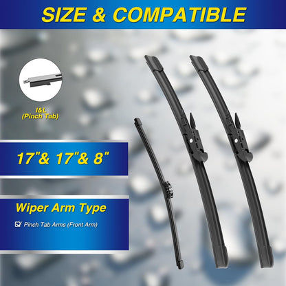 5 PLUS® Silicone Windshield Wipers Replacement for 2007-2014 Ford edge, 2007-2015 Lincoln MKX Wiper Blades(Set of 3),Automotive Replacement Windshield Wiper Blades For My Car-26"/20"/14" - Colors B