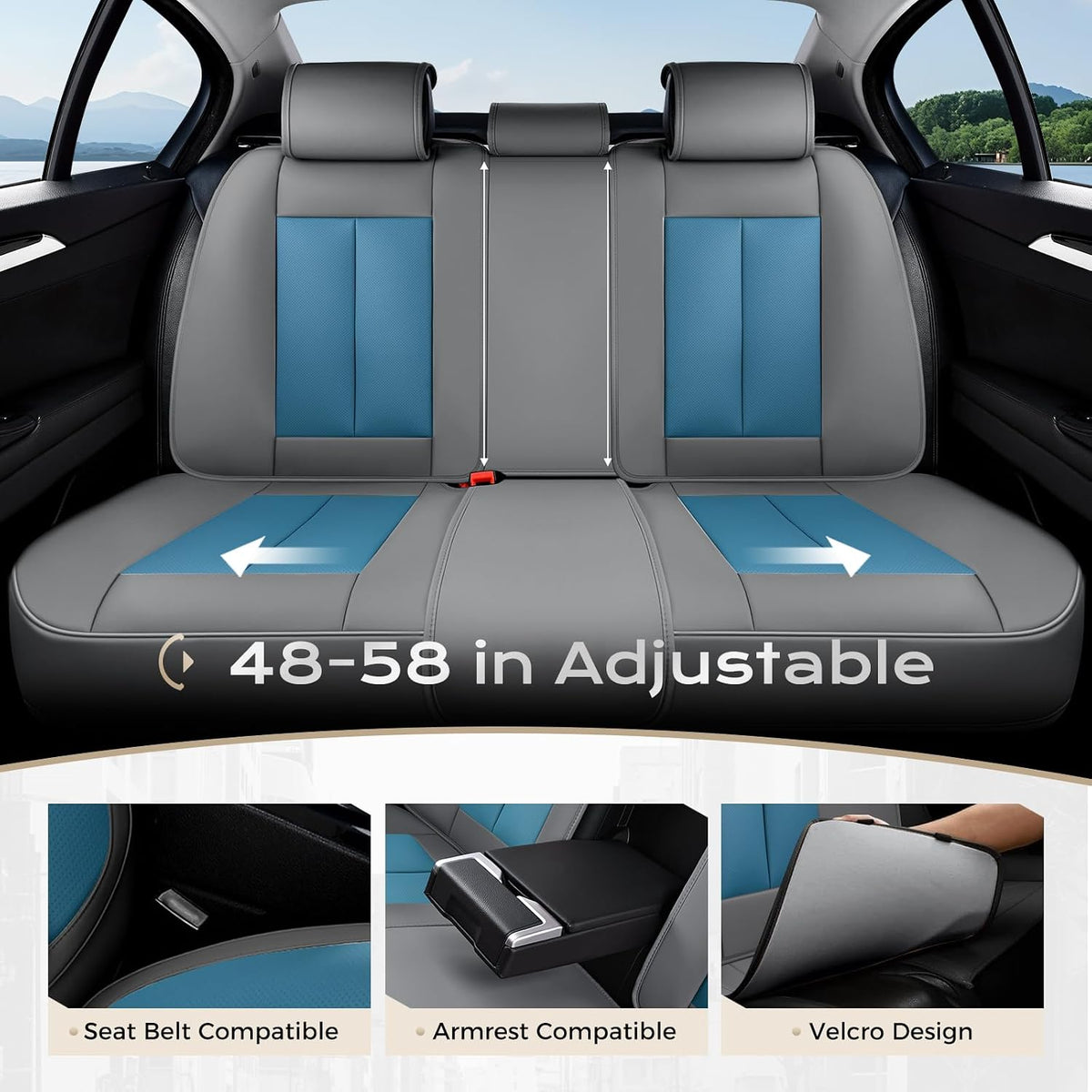 Coverado Seat Covers Full Set, Black Seat Covers for Cars 5 Seats, Car Seat Protector, Waterproof Nappa Leather Car Seat Cushion, Front and Rear Car Seat Cover Fit for Most Sedans SUV Pick-up Truck - Colors B