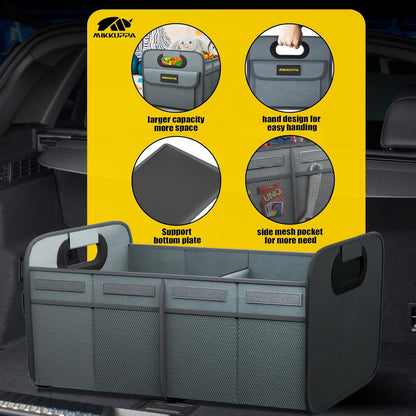 MIKKUPPA Car Trunk Organizer - 70L Collapsible Trunk Organizer for Groceries, Car Storage Organizers for SUV Auto Truck Van with Non Slip Bottom (Black)