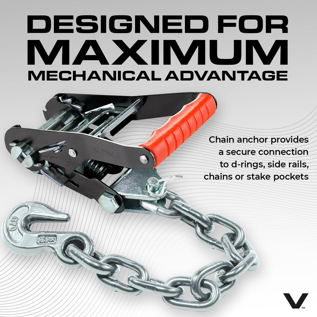 VULCAN Car Tie Down with Flat Hooks - Lasso Style - 2 Inch x 96 Inch - 4 Pack - Silver Series - 3,300 Pound Safe Working Load