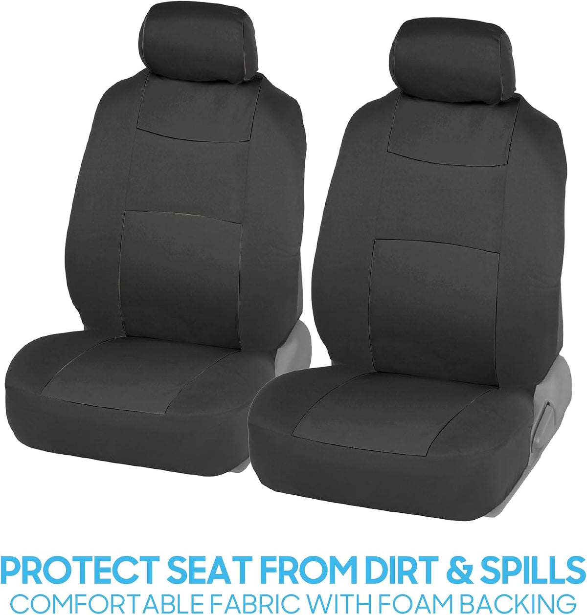 BDK PolyPro Car Seat Covers Full Set in Charcoal on Black – Front and Rear Split Bench for Cars, Easy to Install Cover Set, Accessories Auto Trucks Van SUV