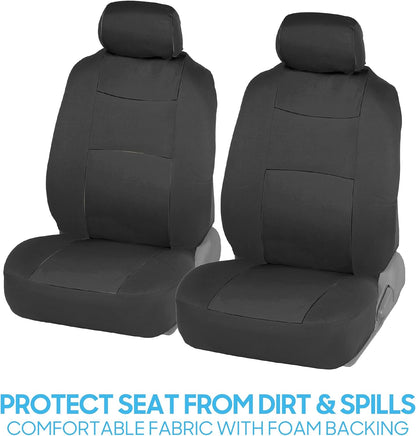 BDK PolyPro Car Seat Covers Full Set in Charcoal on Black – Front and Rear Split Bench for Cars, Easy to Install Cover Set, Accessories Auto Trucks Van SUV