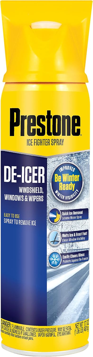 Prestone AS244 De-Icer for Windshield, Windows, and Wipers, 17 oz. Aerosol, 6 pack