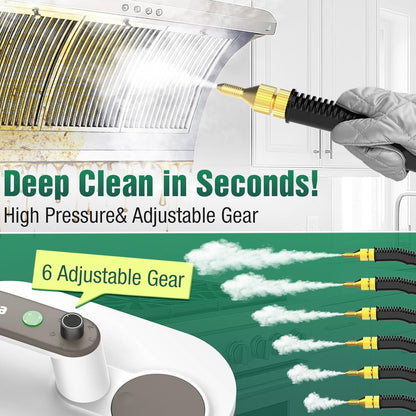Steam Cleaner, 10s Rapid Heating Steamer with 6 Levels, 1.2L Water Tank, Portable Powerful Steamer for Cleaning without chemicals, Handheld Steam Cleaner for Home, Car, Grout, Tile (1.2L)
