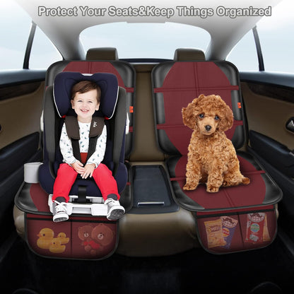 XHYANG Car Seat Protector,Auto Car Seat Protectors Baby Carseat Waterproof & Durable 600D Fabric for Child Baby Car Seat Mat Vehicle Pet Cover 2 Storage Pockets (2 Pack)