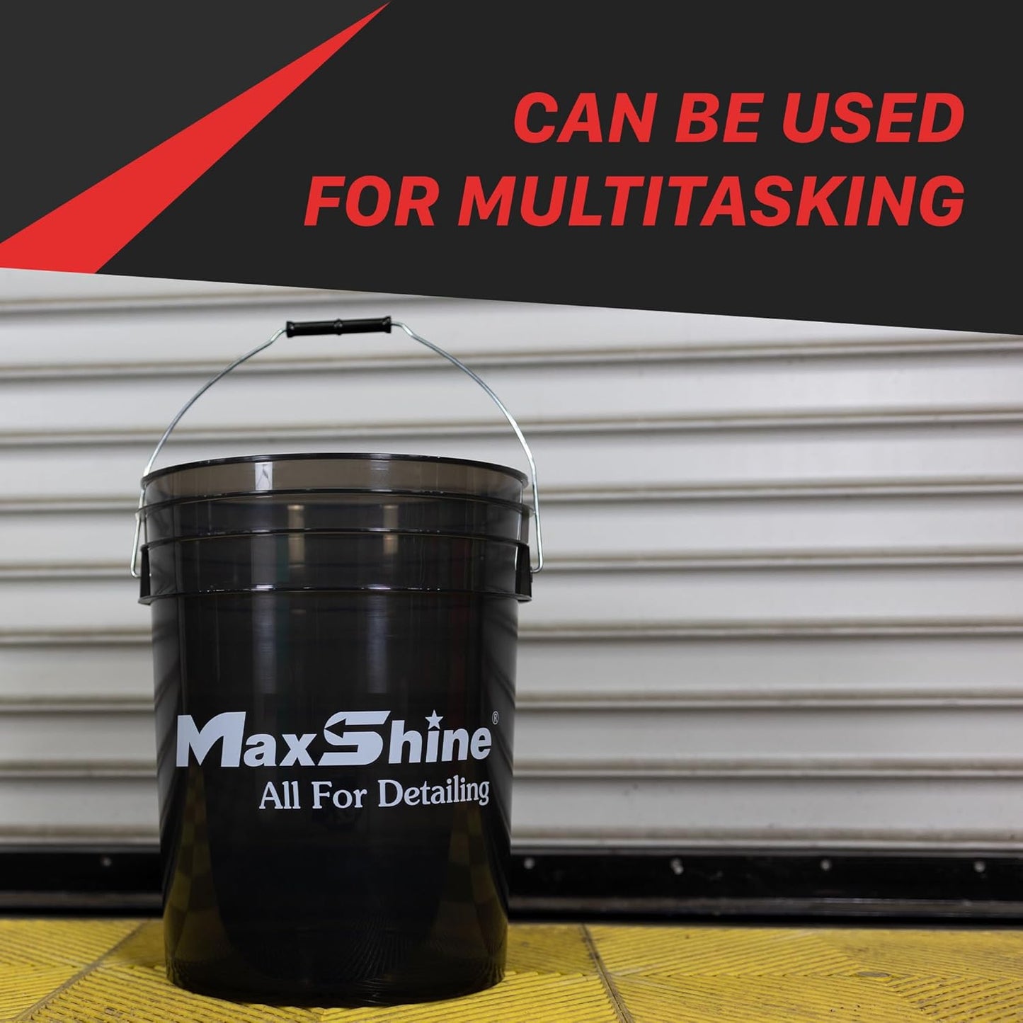 Maxshine 3.5 Gallon Universal Detailing Bucket (Red) – Car Wash Bucket for Scratch-Free Washing – Garage Storage & Auto Detailing Tool Holder – Holds Soap, Foam Cannon, Brushes, Microfiber Towels