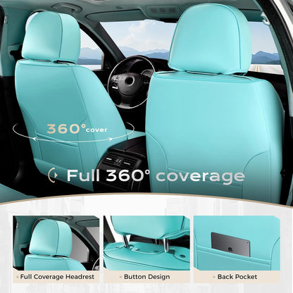 Coverado Seat Covers Full Set, Black Seat Covers for Cars 5 Seats, Car Seat Protector, Waterproof Nappa Leather Car Seat Cushion, Front and Rear Car Seat Cover Fit for Most Sedans SUV Pick-up Truck - Colors A