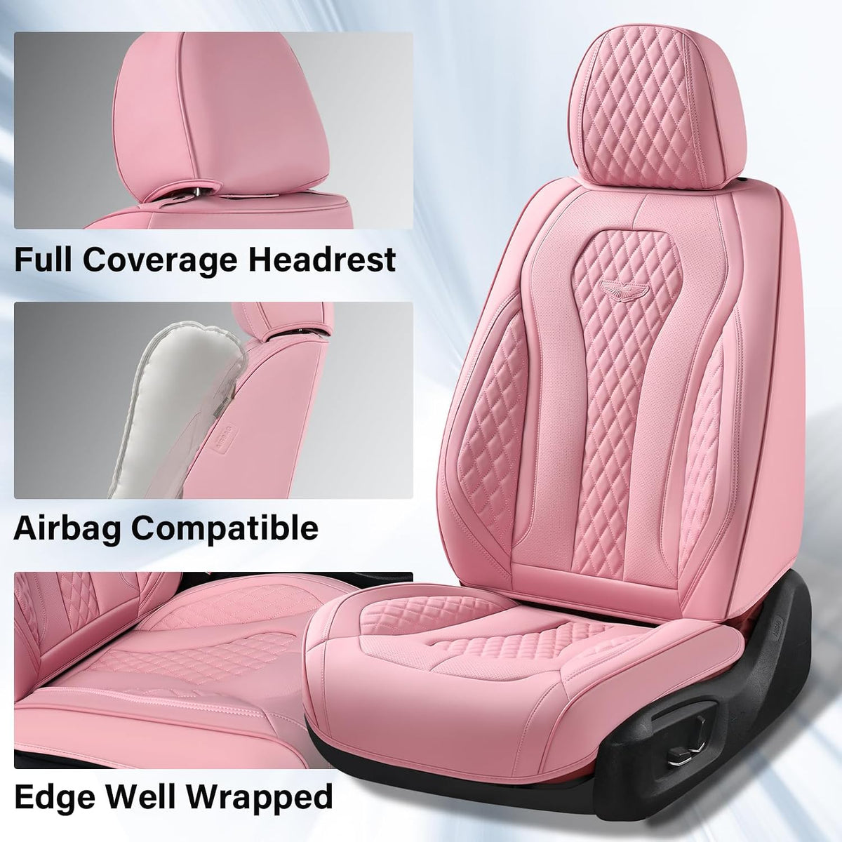 Coverado Seat Covers, Car Seat Covers Full Set, Black Car Seat Cover, Car Seat Covers Front Seats Back Seat Cover, Waterproof Car Seat Cushion, Leather Seat Covers Seat Protector Fit for Most Cars