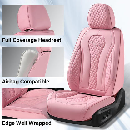 Coverado Seat Covers, Car Seat Covers Full Set, Black Car Seat Cover, Car Seat Covers Front Seats Back Seat Cover, Waterproof Car Seat Cushion, Leather Seat Covers Seat Protector Fit for Most Cars