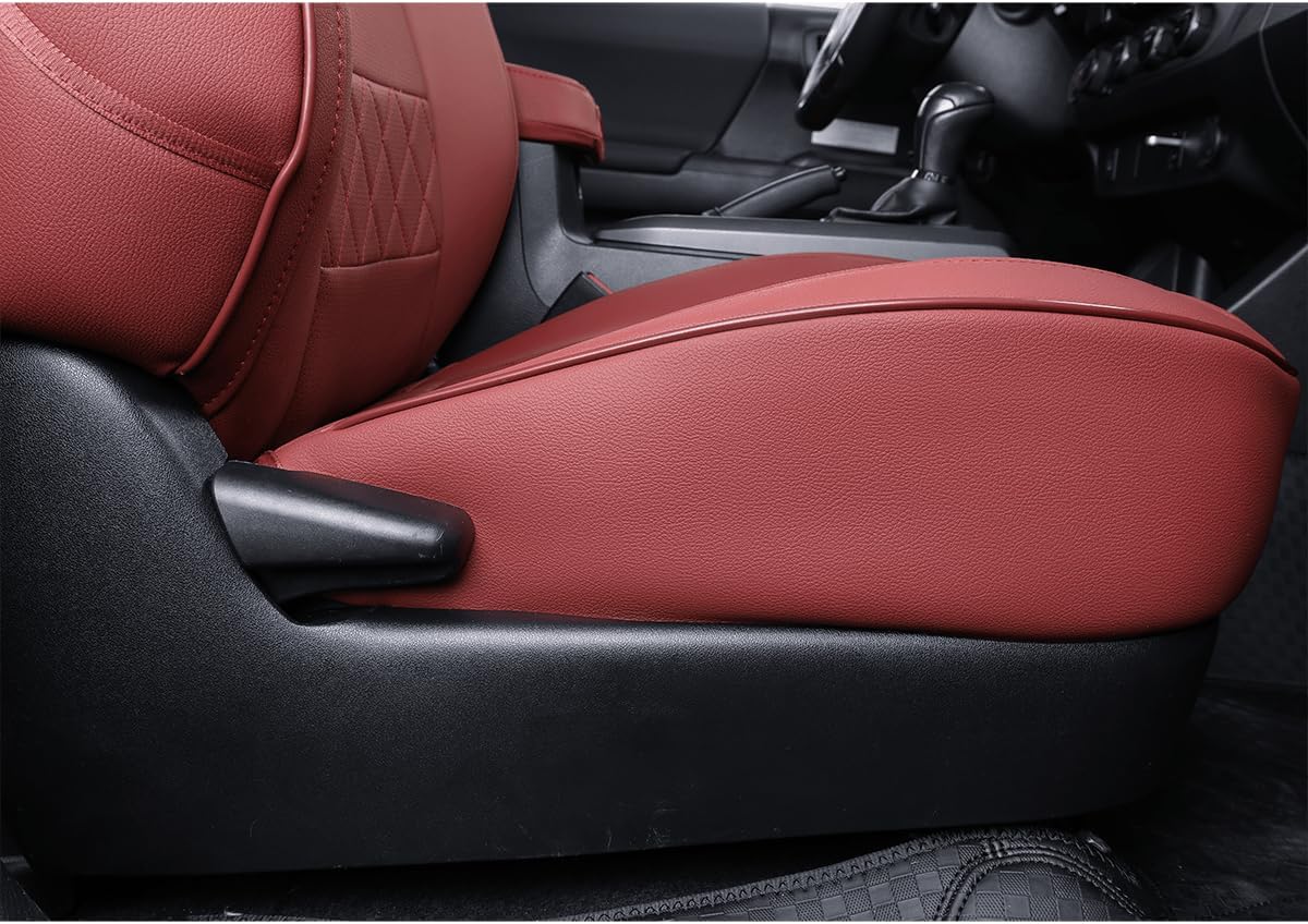 EKR Tacoma Car Seat Covers Custom Fit for Toyota Tacoma (Petrol) 2024 2025 2026 DoubleCab/CrewCab SR/SR5/TRD Sport/TRD Off-Road/Limited -Truck Seat Covers Full Set,Faux Leather(Black)