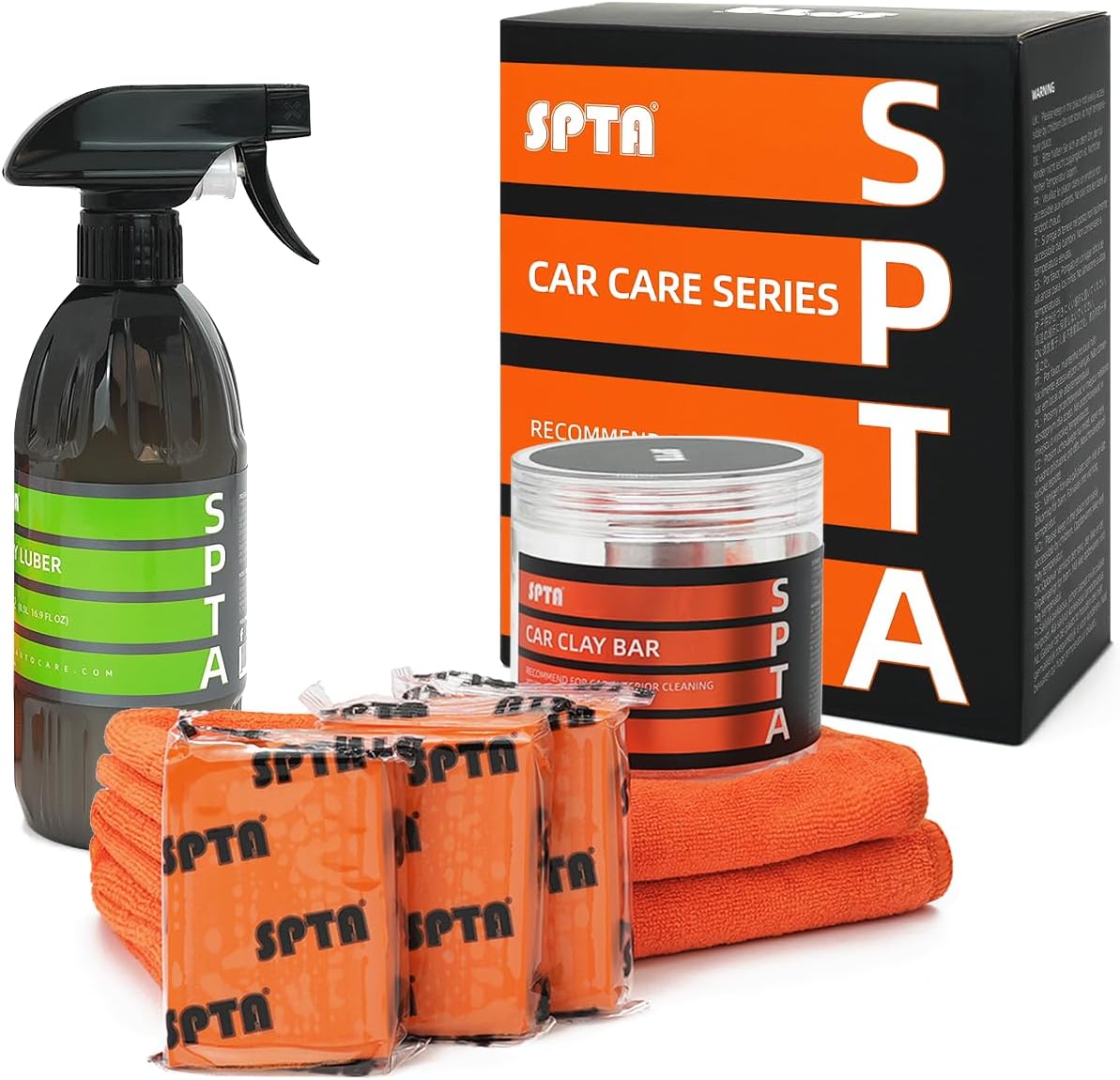 Clay Bar and Luber Synthetic Lubricant Kit, SPTA 3 Pack 300g, Medium Duty Clay Bars Detailing Magic Clay Bar with 16oz Luber Synthetic Lubricant for Car Wash Car Detailing Clean,RV, Bus,Glass Cleaning