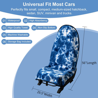 Waterproof Sweating Car Seat Cover for Post Gym Workout, Running, Swimming, Beach and Hiking, Universal Fit Non-Slip Towel Bucket Seat Protector for Cars SUV Trucks, Machine Washable (Grey)