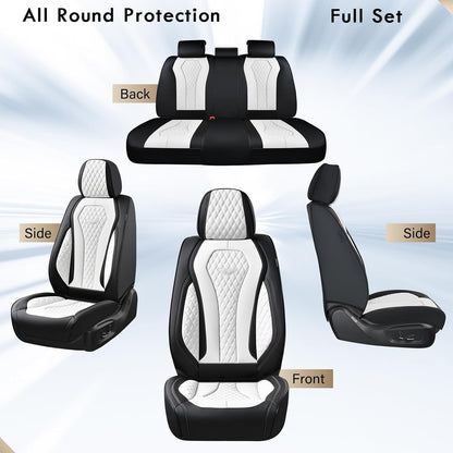Coverado Seat Covers, Car Seat Covers Full Set, Black Car Seat Cover, Car Seat Covers Front Seats Back Seat Cover, Waterproof Car Seat Cushion, Leather Seat Covers Seat Protector Fit for Most Cars