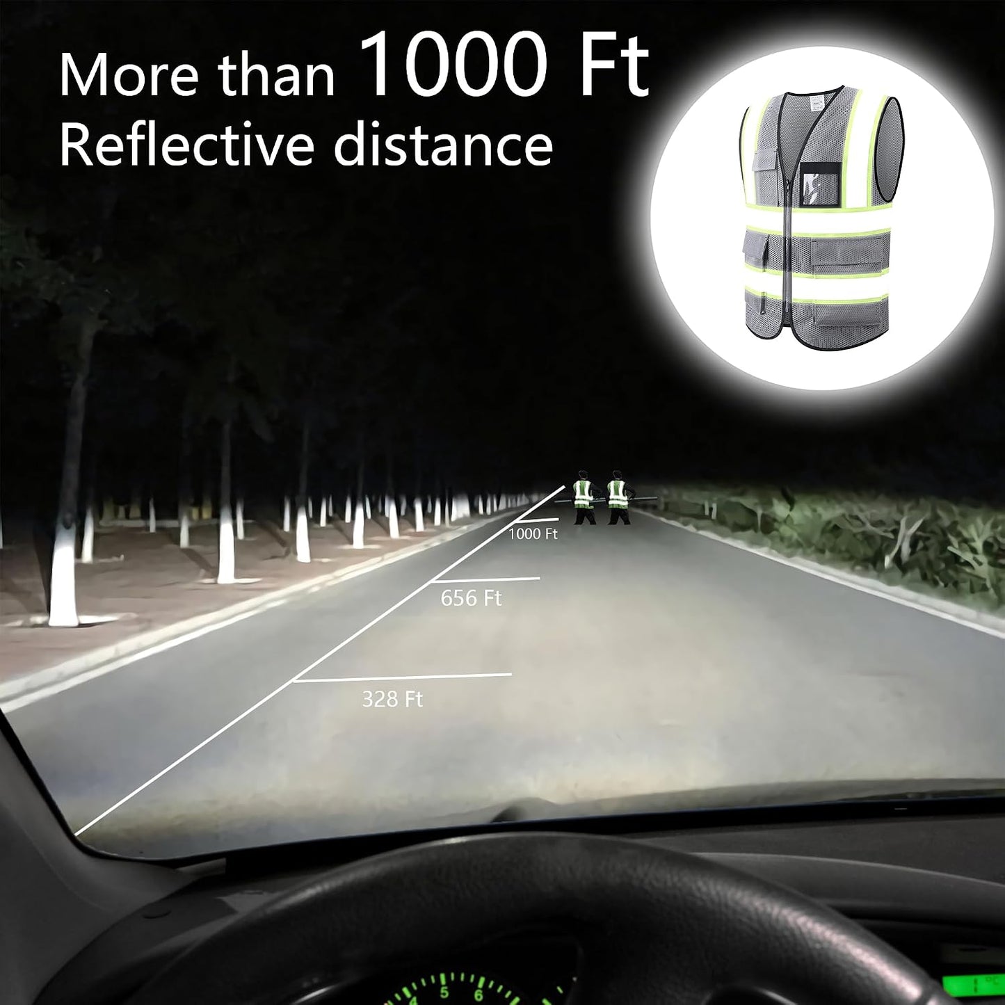 Reflective High Visibility Safety Vest for Men Women with Pockets Zipper Front Meets ANSI/ISEA Standards