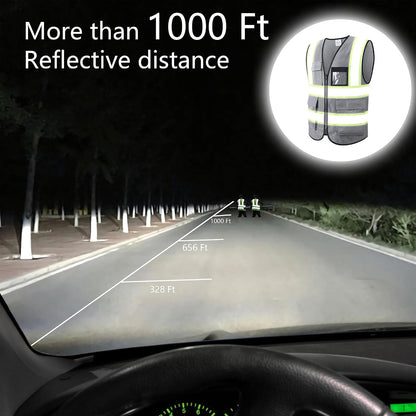 Reflective High Visibility Safety Vest for Men Women with Pockets Zipper Front Meets ANSI/ISEA Standards