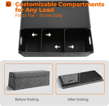 Fyzeoty Car Organizers for Trunk for Suv Sedan, Leather Storage Box,Magnetic Lid,Collapsible and Adjustable,16.5 inches