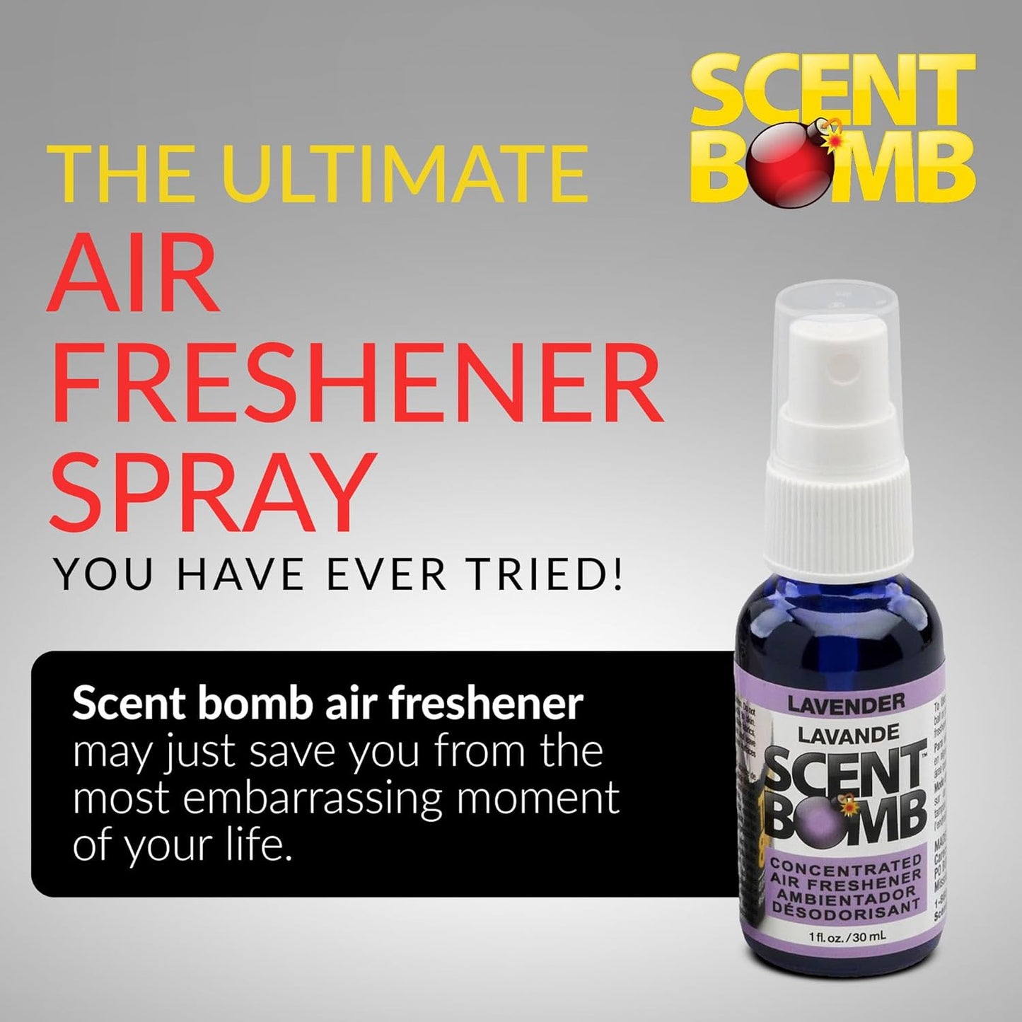 Scent Bomb Air Freshener Spray, Long-Lasting Odor Eliminator - Effective Deodorizer for Home & Car, Fresh Room Spray for Kitchen, Bathroom & Smell Neutralizer - 1 oz Pack of 4, Black Cherry Scent