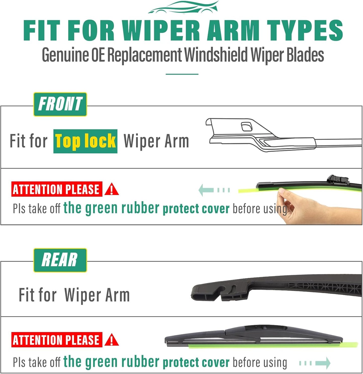 26" 16" 12" Windshield Wiper Blades Replacement for Toyota RAV4 2019 2020 2021 2022 2023 2024 2025 RAV 4 / Mazda 5 2006-2015 Premium All Weather Front Rear Wipers Set - OEM Quality (Pack of 3) - Colors A