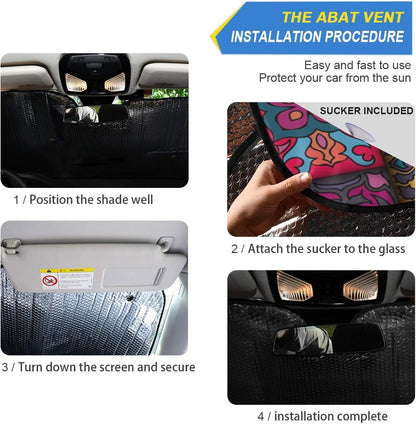 Black Leopard Car Windshield Sun Shade Animal Skin Print Foldable UV Ray Sun Visor Protector Sunshade to Keep Your Vehicle Cool (51" x 27.6")