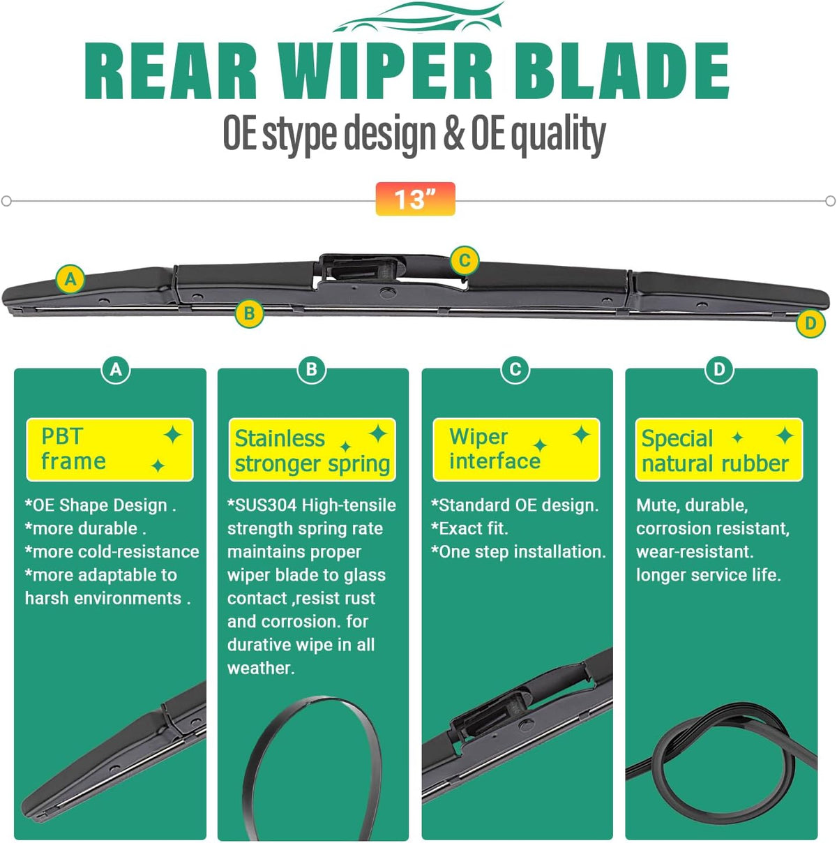 26" 16" 11" Windshield Wiper Blades Replacement for Chevrolet Chevy Trax 2024 2025 2026 Premium All Weather Front Rear Wipers Set - OEM Quality (Pack of 3) - Colors E