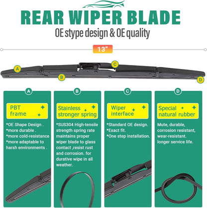 26" 16" 11" Windshield Wiper Blades Replacement for Chevrolet Chevy Trax 2024 2025 2026 Premium All Weather Front Rear Wipers Set - OEM Quality (Pack of 3) - Colors E