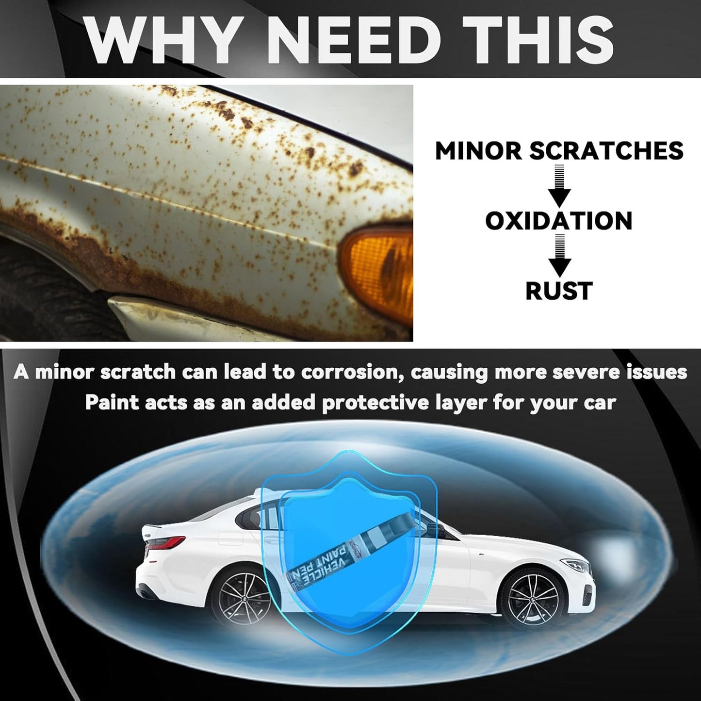 Black Touch Up Paint for Cars, Color Accurate Car Touch Up Paint, Professional Automotive Scratch Repair, Lasting Auto Scratch Remover, Quick Dry, Easy to Use, Safe and Waterproof, Versatile Use