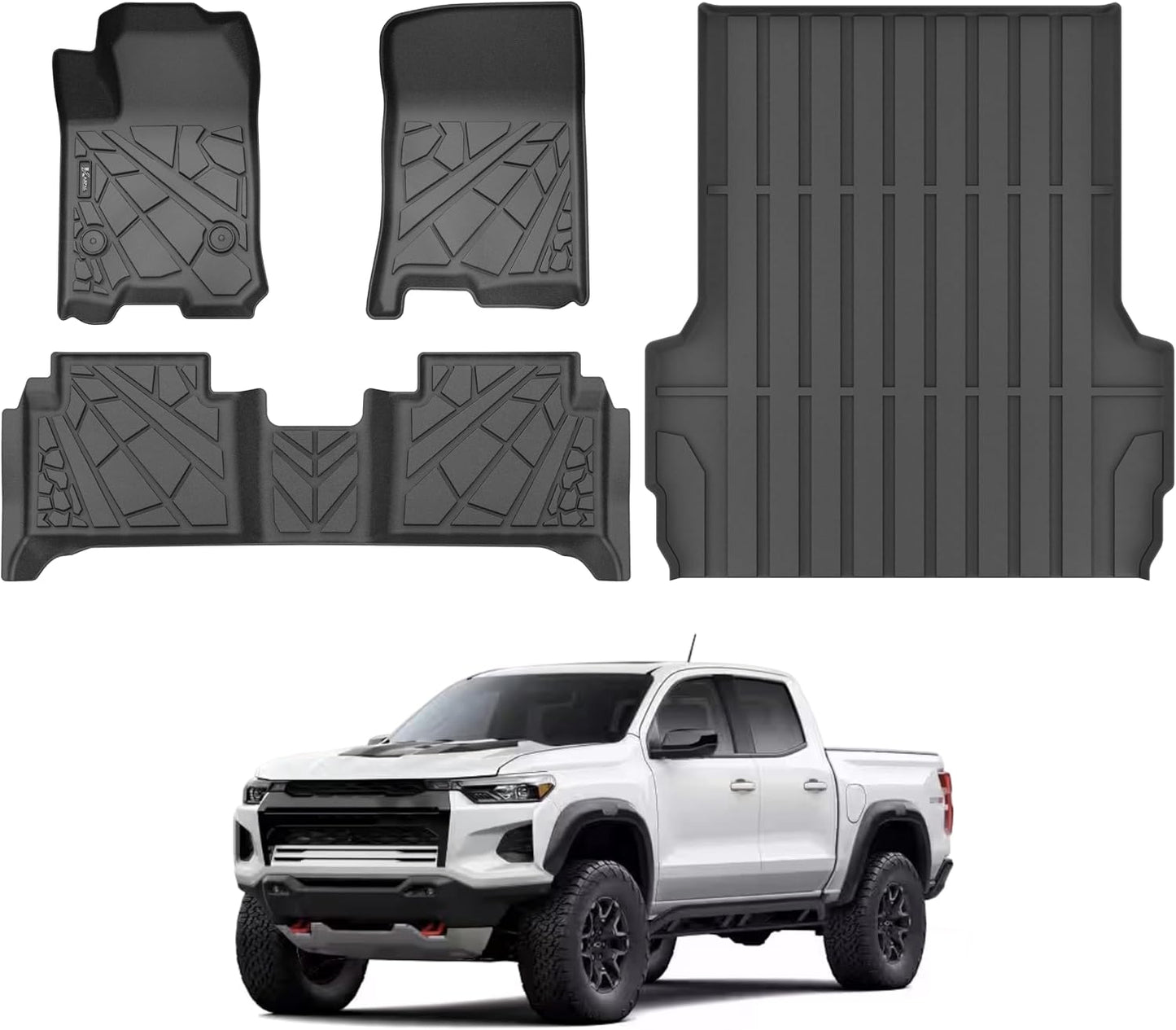 KARPAL Floor Mats for 2007-2013 Chevy Silverado & GMC Sierra 1500 Crew Cab / 2007-2014 2500/3500 HD(Footwell Coverage), All-Weather TPE Custom Fit Floor Liners Car Accessories