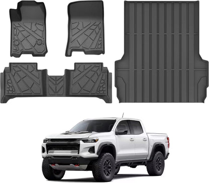 KARPAL Floor Mats for 2007-2013 Chevy Silverado & GMC Sierra 1500 Crew Cab / 2007-2014 2500/3500 HD(Footwell Coverage), All-Weather TPE Custom Fit Floor Liners Car Accessories