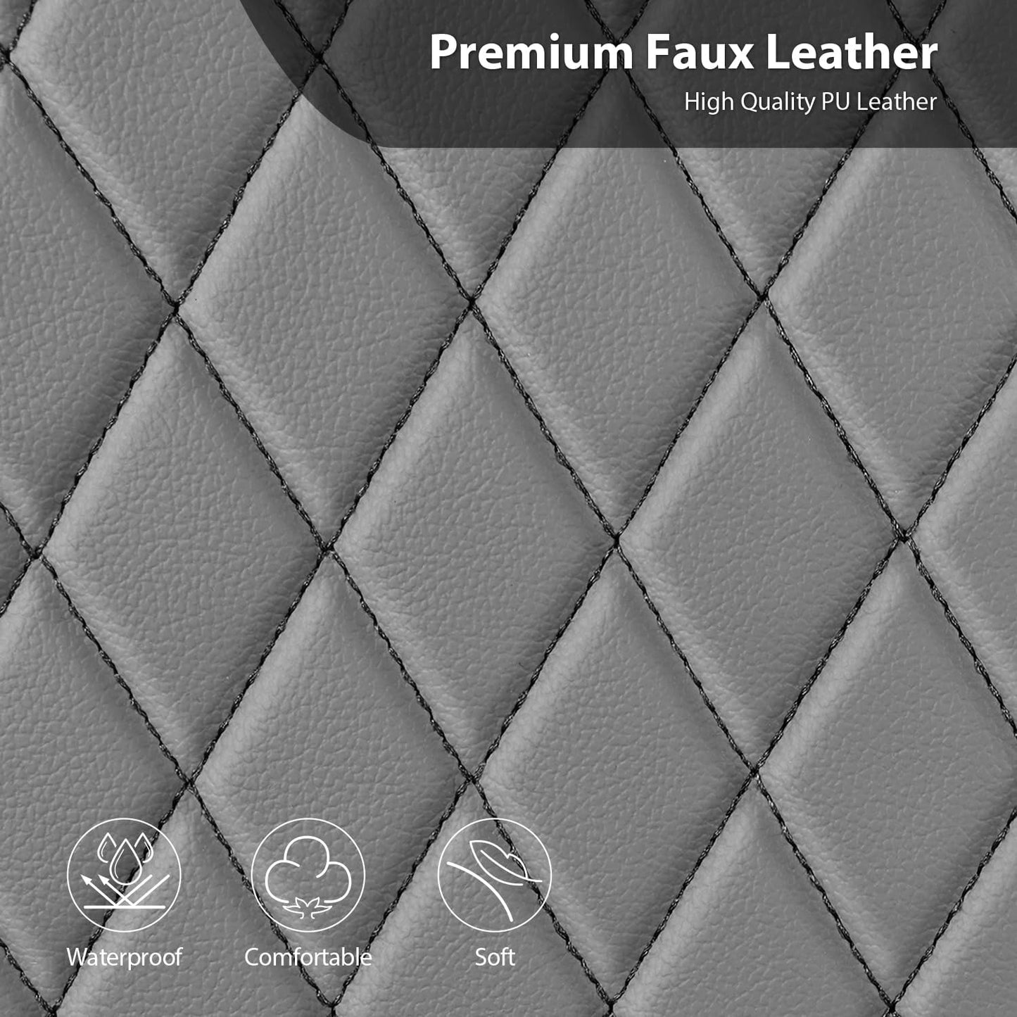 CAR PASS Quilting Leather Seat Cover Two Front Seats Only, Universal Fit Automotive Front Seat Covers Waterproof Deluxe PU Premium Vinyl Luxury for Cars Sedan Van SUV Airbag Compatible 2 Pieces,Black