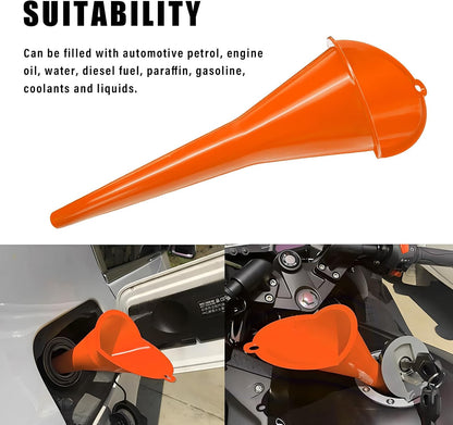 DXNQ Oil Funnel, Automotive Multi-Function Plastic Fuel Funnel with Long Neck, Universal Engine Oil Funnel for Filling Oils Gas Lubricants and Fluids, Car Accessories (Black)