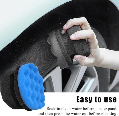KVAEY 2 PCS Tire Dressing Applicator Pads, Reusable Hex Grip Tire Shine Applicator Polishing Sponge Pads, Wheel Tire Shine Detailing Foam for Most Vehicles, Car Accessories (Black, 3.15")