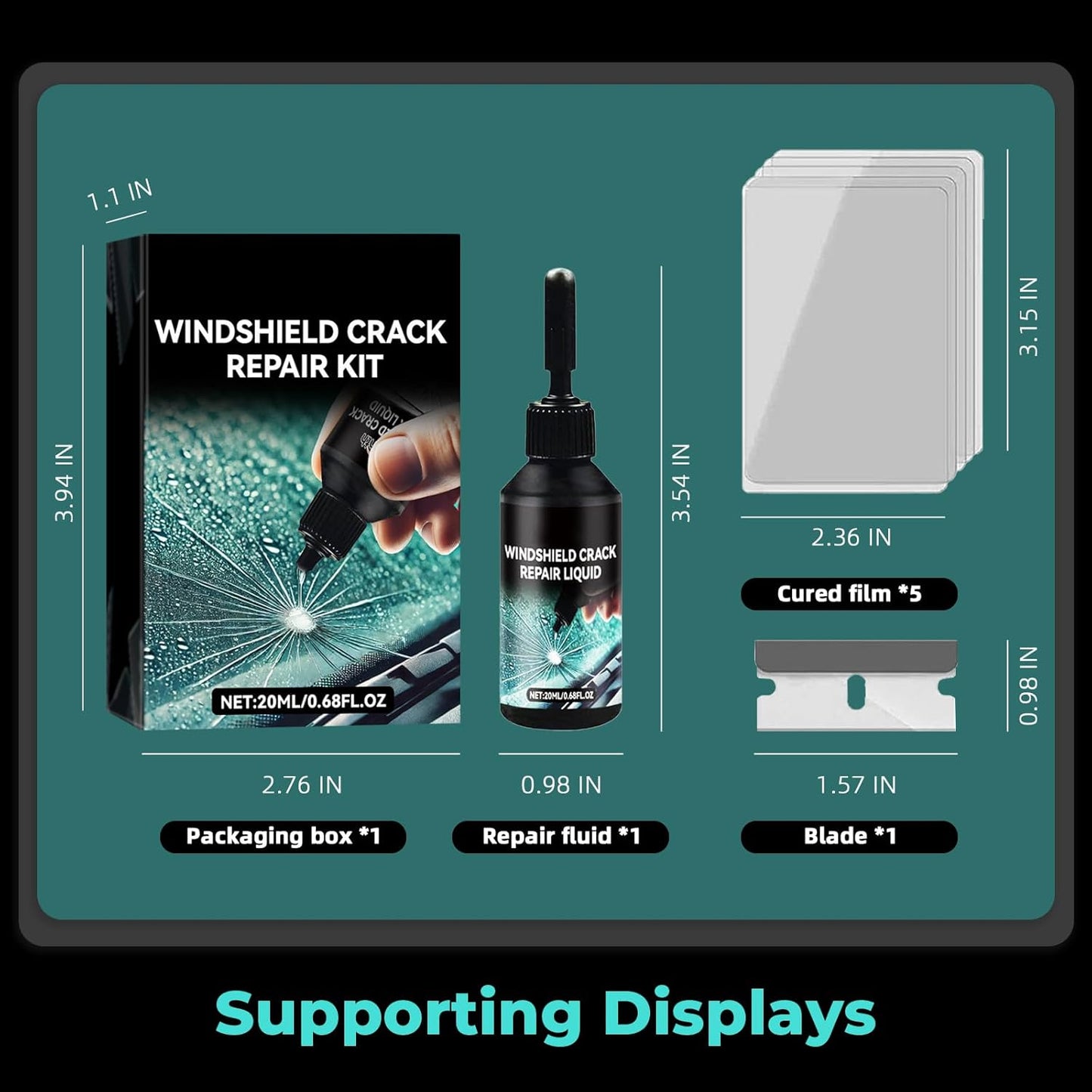 DEZEU Windshield Crack Repair Kit,2026 Latest Upgraded Windshield Chip Repair Kit,5MinQuick-Glass Repair Liquid,Long-Lasting for Windshields, Mirrors,All Crack Types 0.68 FL OZ.