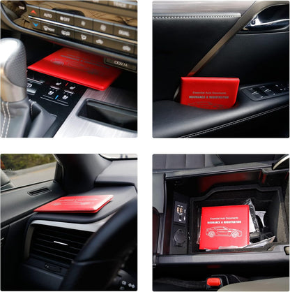 UYYE Car Registration and Insurance Card Holder, Vehicle Glove Box Car Organizer, Interior Car Accessories for Documents, Cards, License - 2 Pack