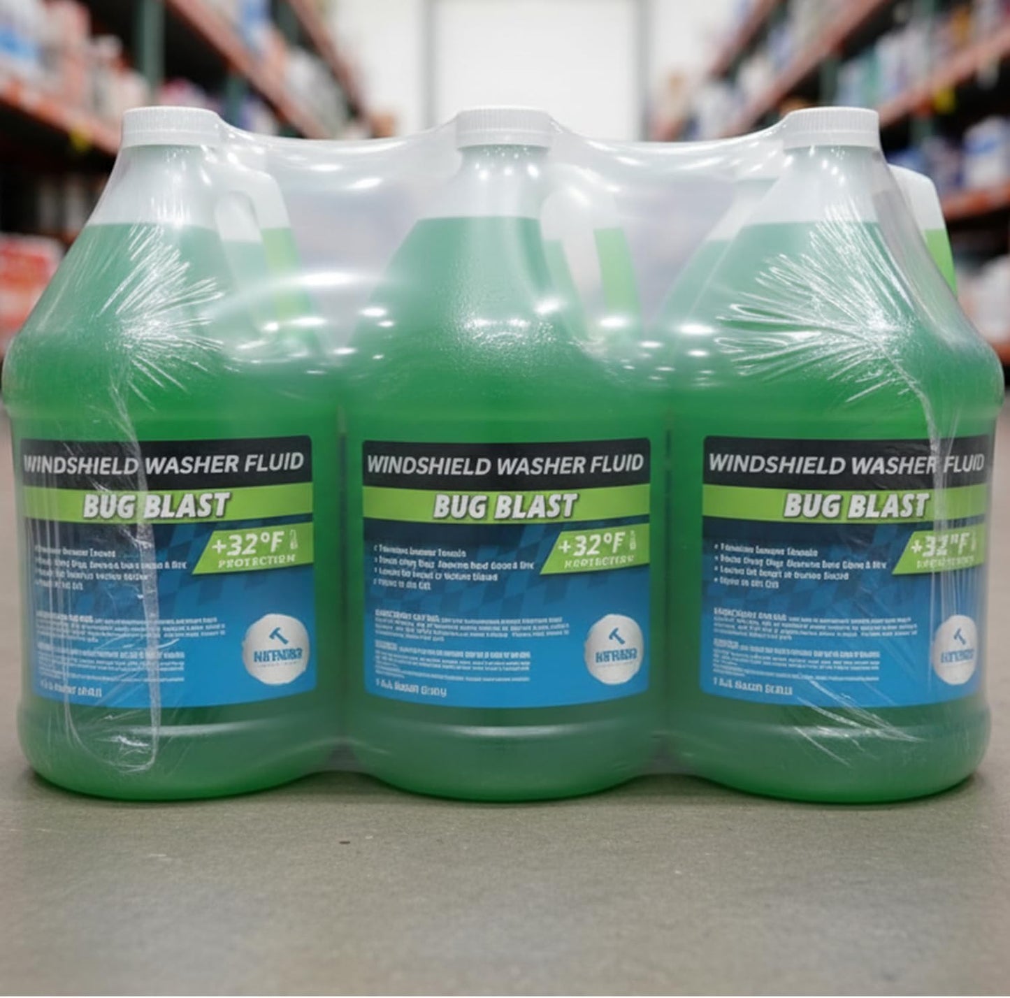 (6 Gallons) Bug Blast Windshield Washer Fluid - Premium Summer Formula, +32°F Protection | Removes Bugs and Road Grime - 6 Jugs of 1 Gallon
